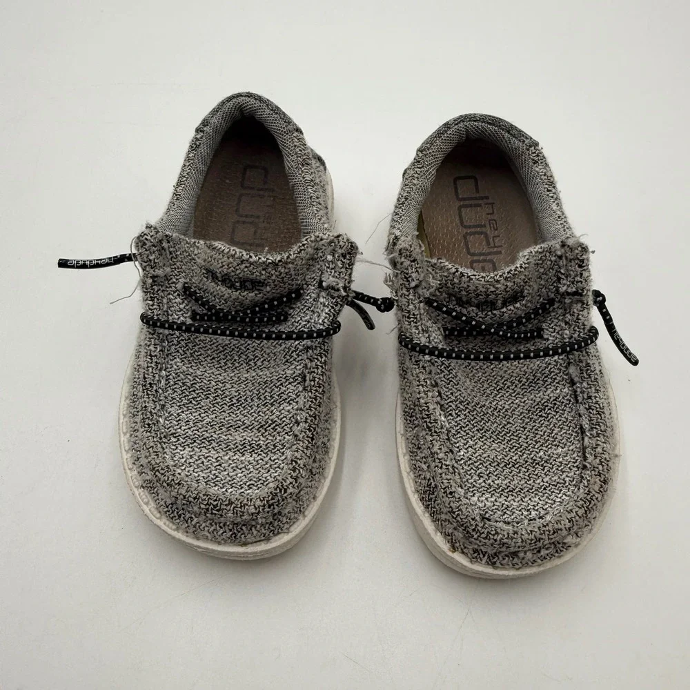 Hey Dude Wally Toddler Stretch Shoes Gray Black US K7 EU 23 160013351